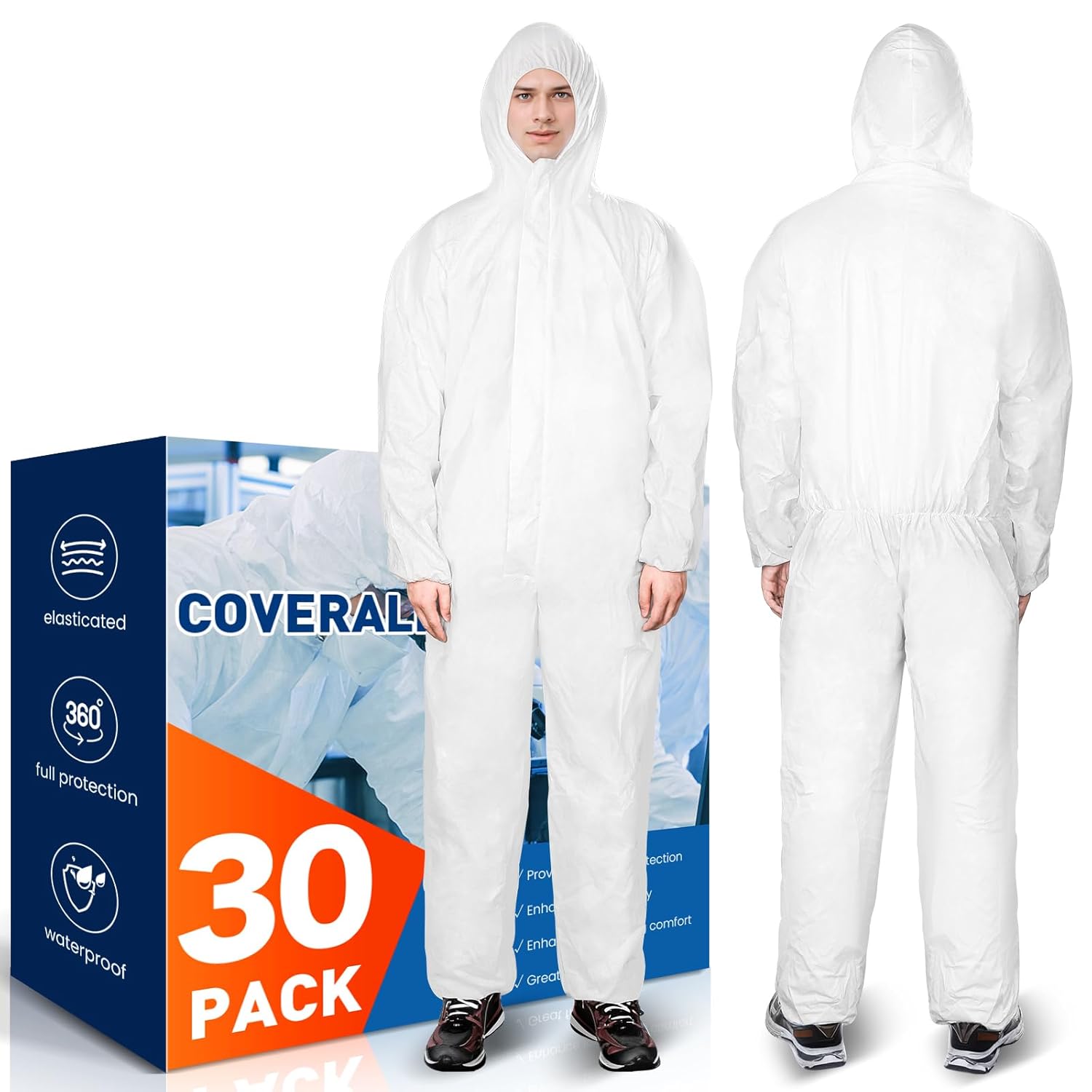 CAREGY Hazmat Suits 30 Pack Disposable Protective Coveralls