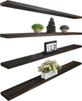 Wood Floating Shelves for Wall Decor - Rustic Walnut Set of 4