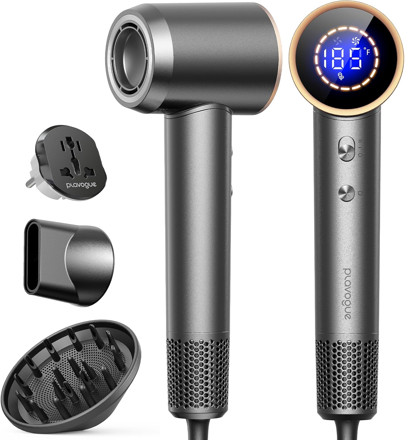 Dual Voltage Travel Hair Dryer with Diffuser for Women