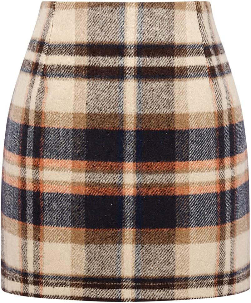 Plaid Mini Skirt for Women High Waist A Line Bodycon Style