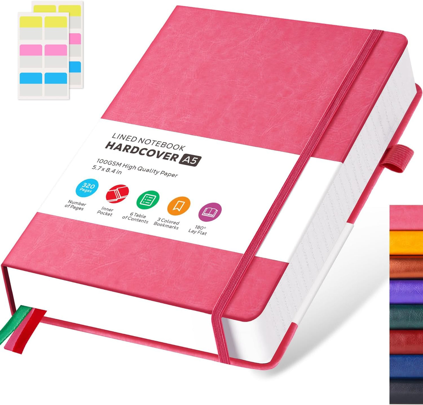 Premium Pink Leather Journal for Daily Focus, 320pgs A5
