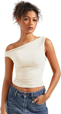 SUUKSESS Women Off Shoulder Tops Sleeveless Crop Tank - Y2K Style
