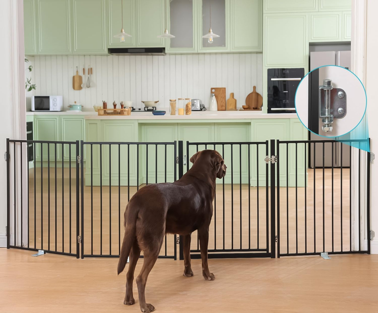 No Pawblems Free Standing Dog Gate with Door for Indoor Use