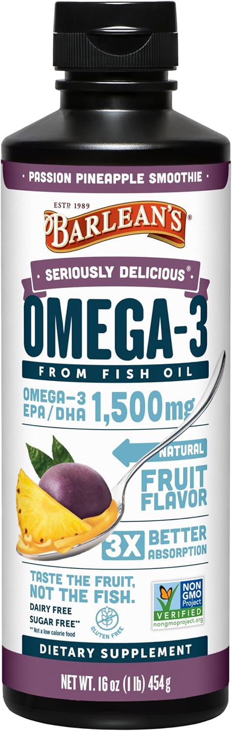 Barlean's Omega 3 Fish Oil Liquid Supplement for Health Benefits