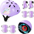 Kids Bike Helmet Knee Elbow Wrist Protective Gear Set - Toddler Safety