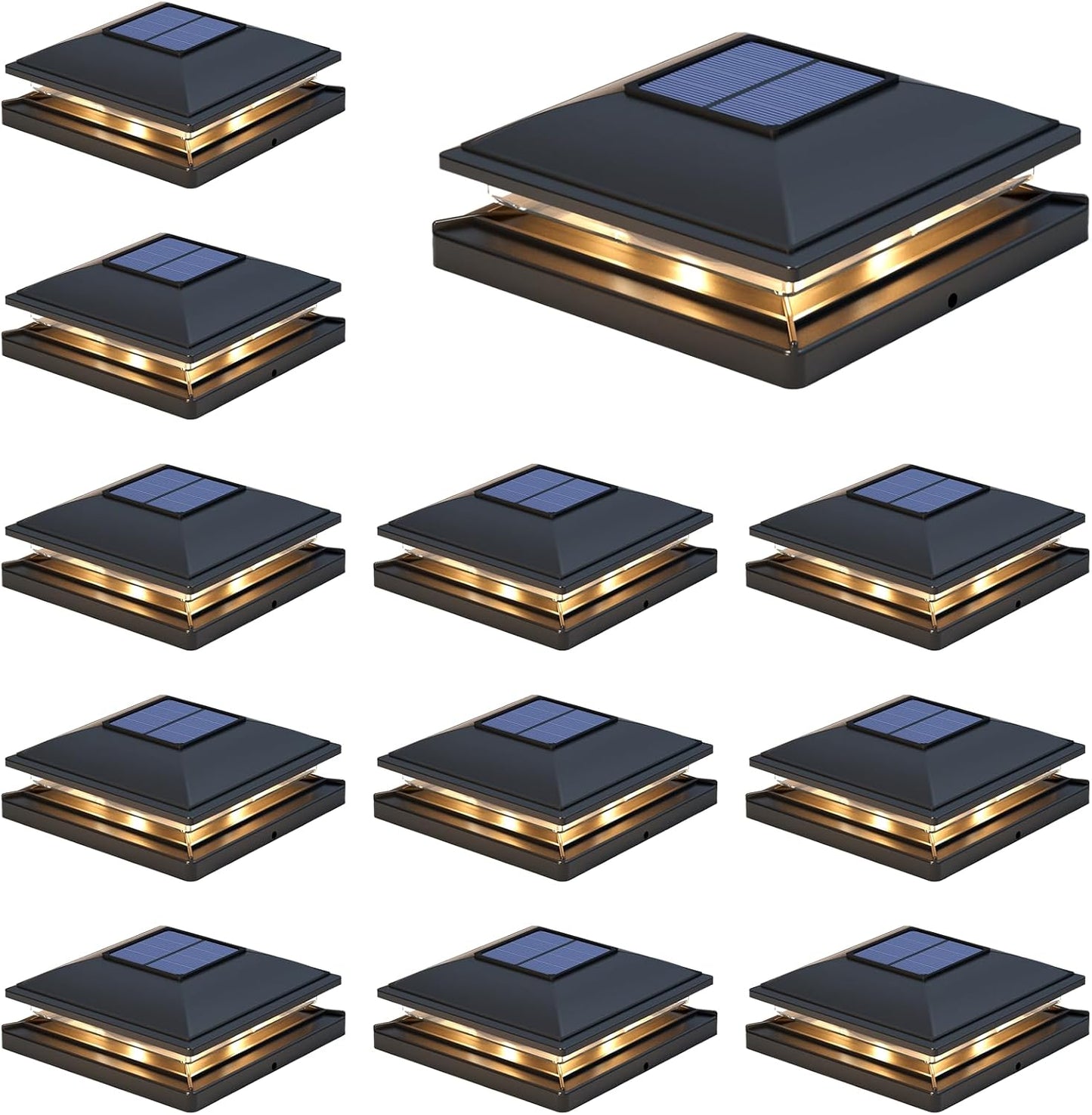 APONUO 12 Pack Solar Post Lights for Outdoor Garden Decor
