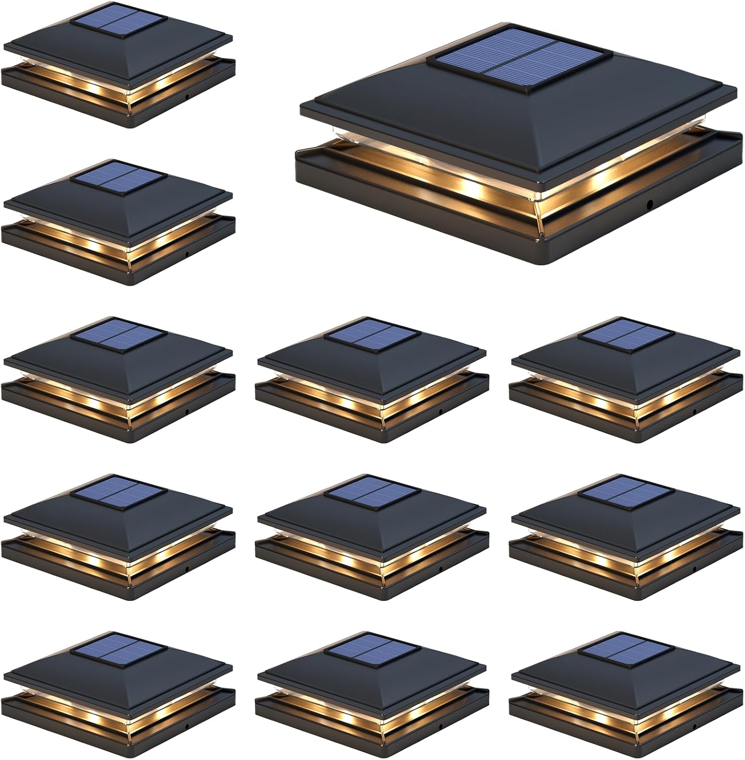 APONUO 12 Pack Solar Post Lights for Outdoor Garden Decor