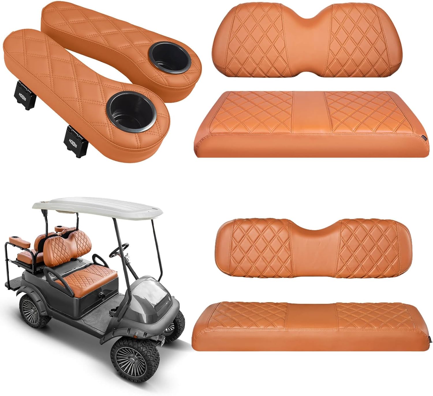 NOKINS Golf Cart Seat Covers for Club Car Precedent - Brown