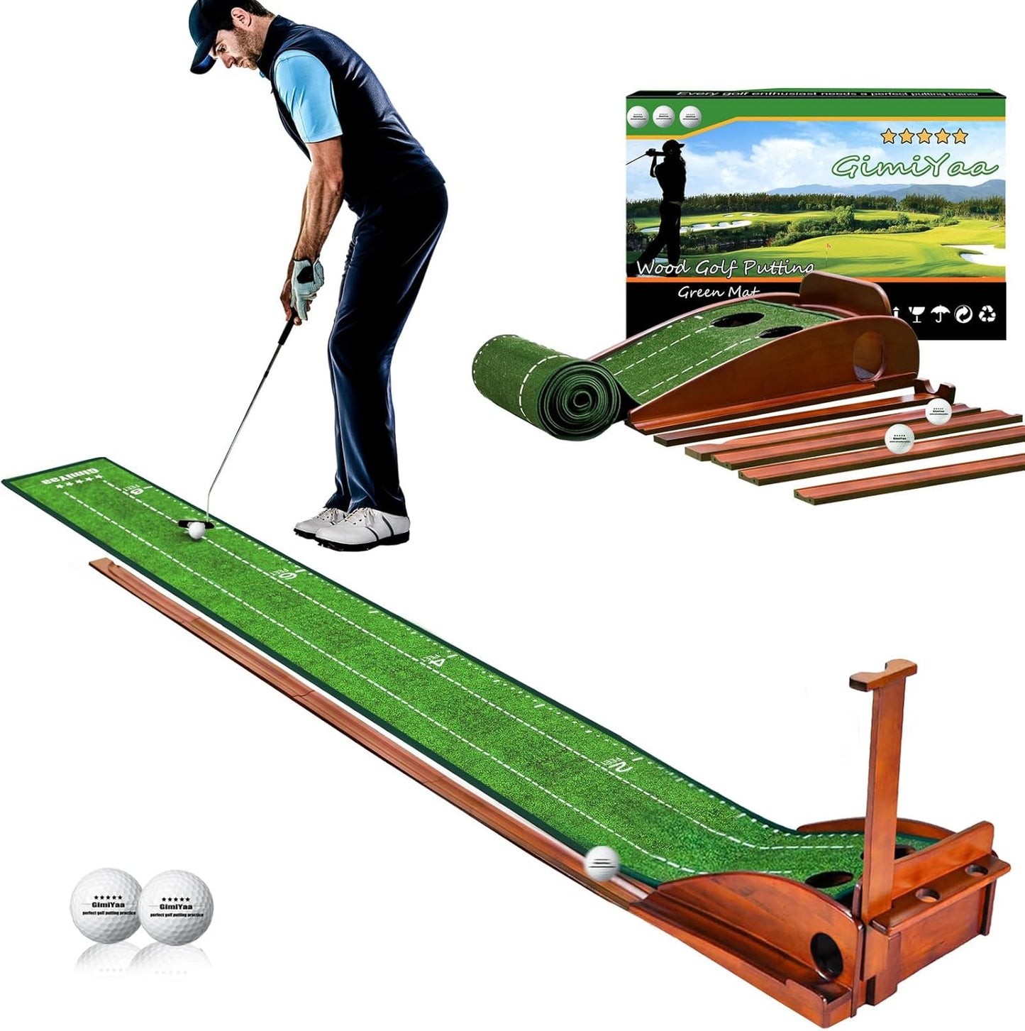 Auto Ball Return Golf Putting Mat for Home & Office