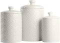 Kitchen Canister Set 3 Piece Hampton White - Stylish Countertop