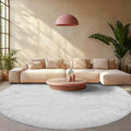 Round Area Rug for Living Room 8ft - Soft White Shag Rug