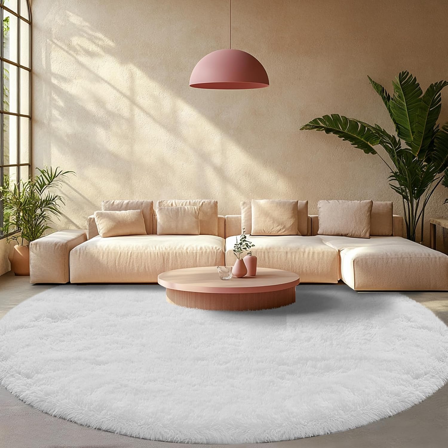 Round Area Rug for Living Room: Soft Plush 8x8 Feet Shag Rug