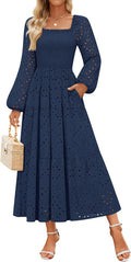 ZESICA Women's Fall Long Sleeve Maxi Dress - Flowy Boho Elegance