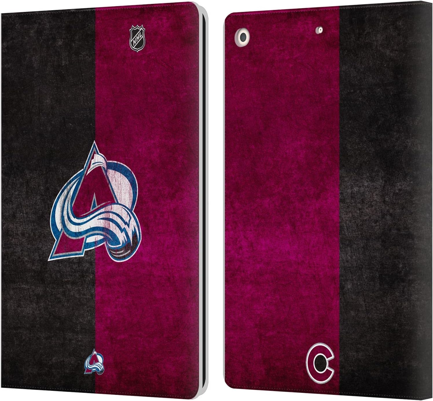 NHL Half Distressed Colorado Avalanche Leather Wallet Case for iPad