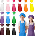 Kids Apron and Chef Hat Set 24 Pieces - Durable, Adjustable Aprons