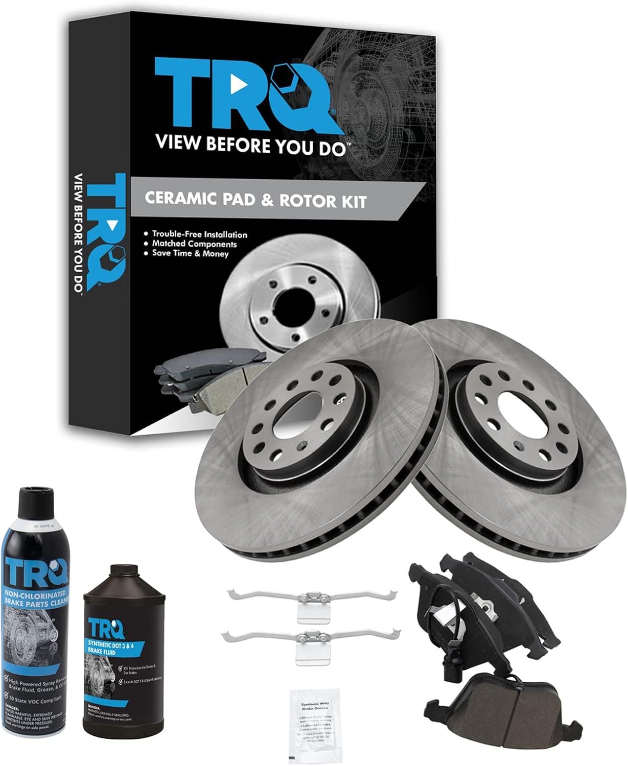 TRQ Front Brake Pad & Rotor Kit for 2005-2009 Audi A4 Quattro
