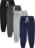 4 Pack Boys Cotton Sweatpants Joggers with Pockets - Youth Athletic