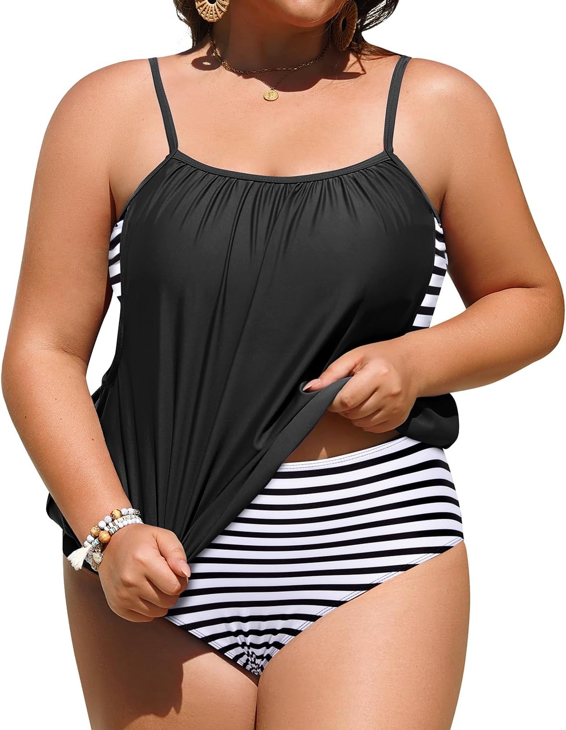 Daci Women Plus Size Tankini Swimsuit for Tummy Control Fun