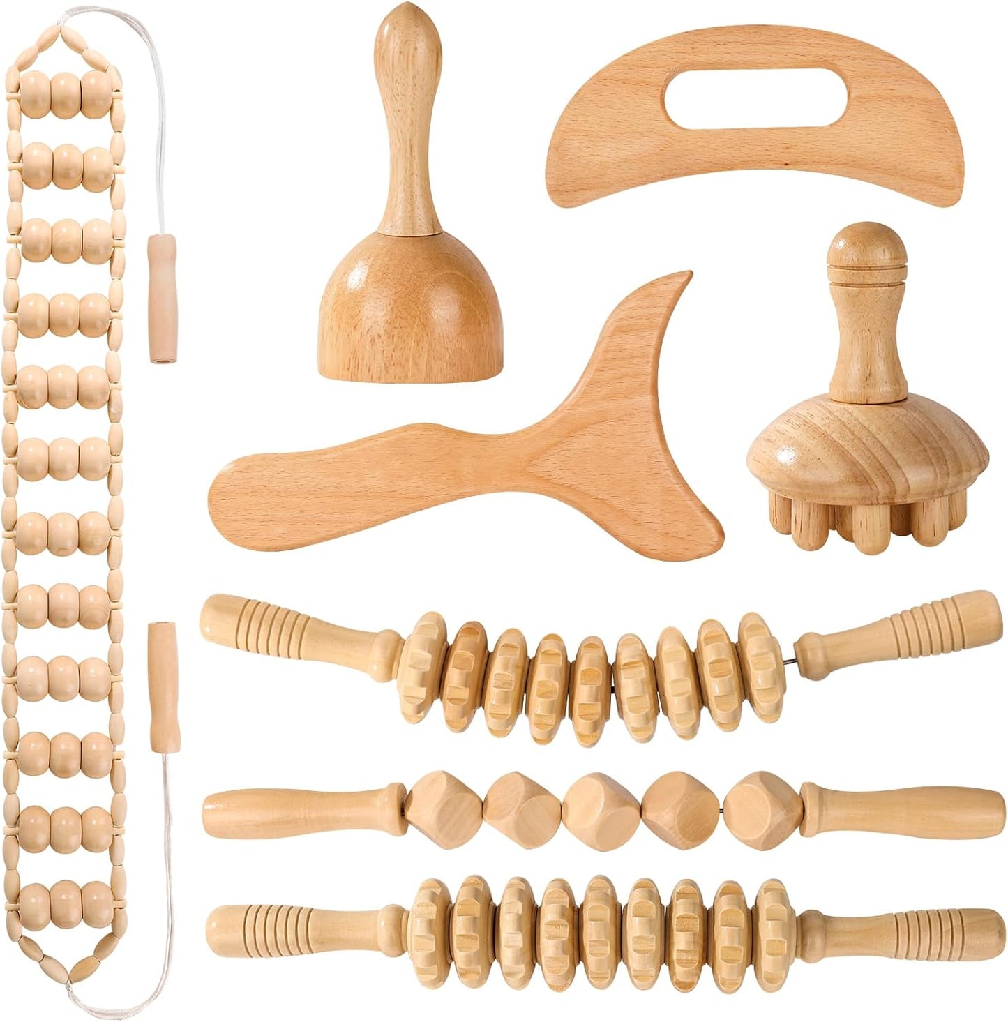 Wood Therapy Tools for Body Shaping - 8 in 1 Massage Set