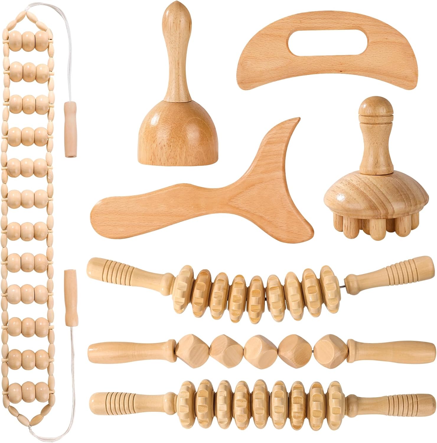 Wood Therapy Tools for Body Shaping - 8 in 1 Massage Set