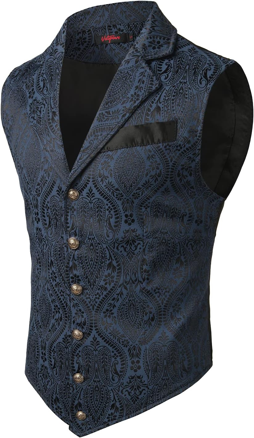 VATPAVE Mens Victorian Suit Vest for Steampunk Style Events