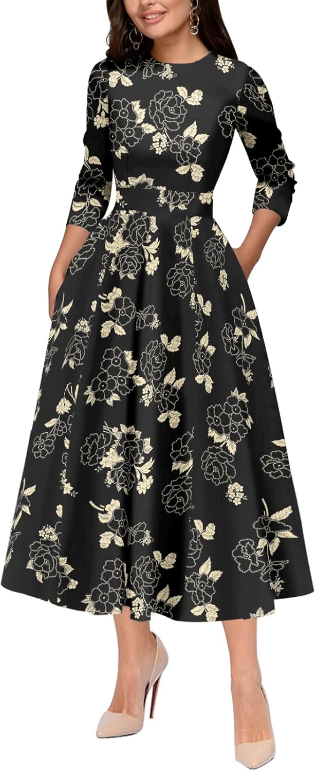 Simple Flavor Women's Vintage Dress for Parties and Casual Wear
