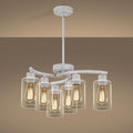 6-Light Antique White Chandelier with Clear Glass Shade - French