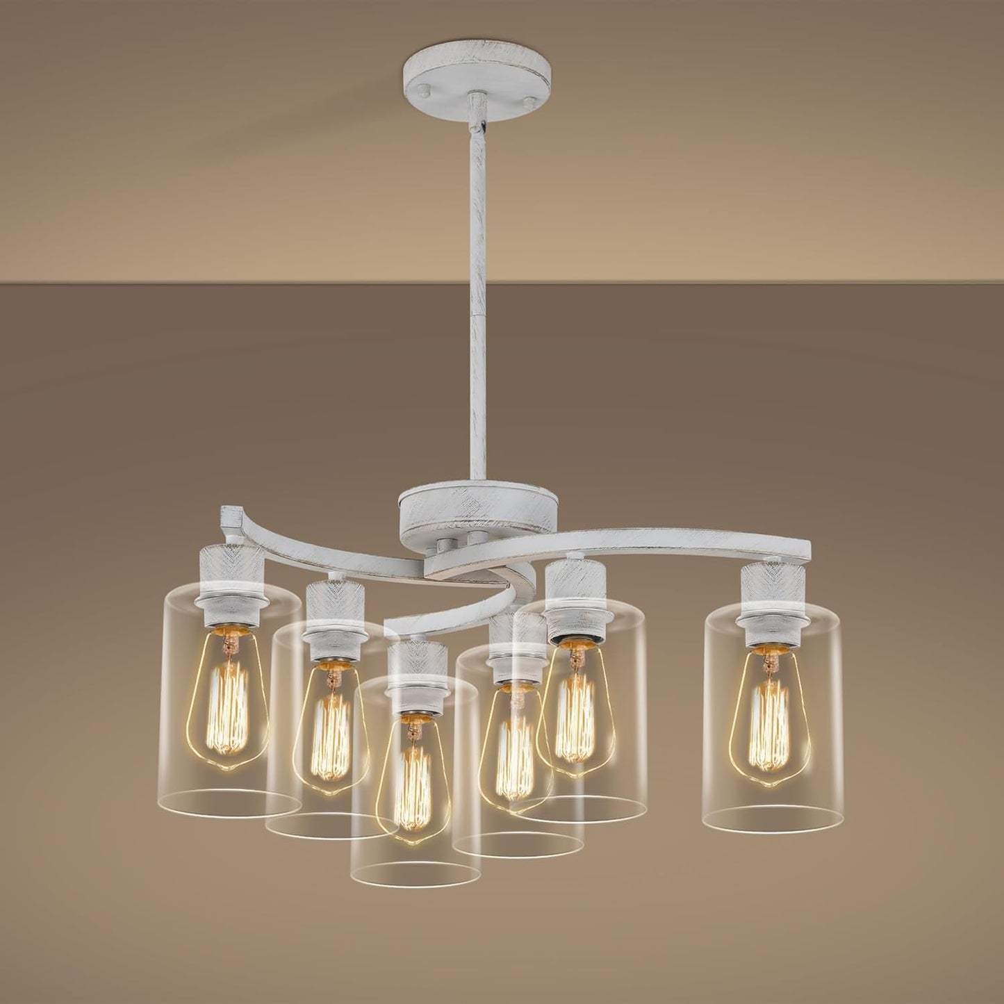 6-Light Antique White Chandelier for French Country Style Homes