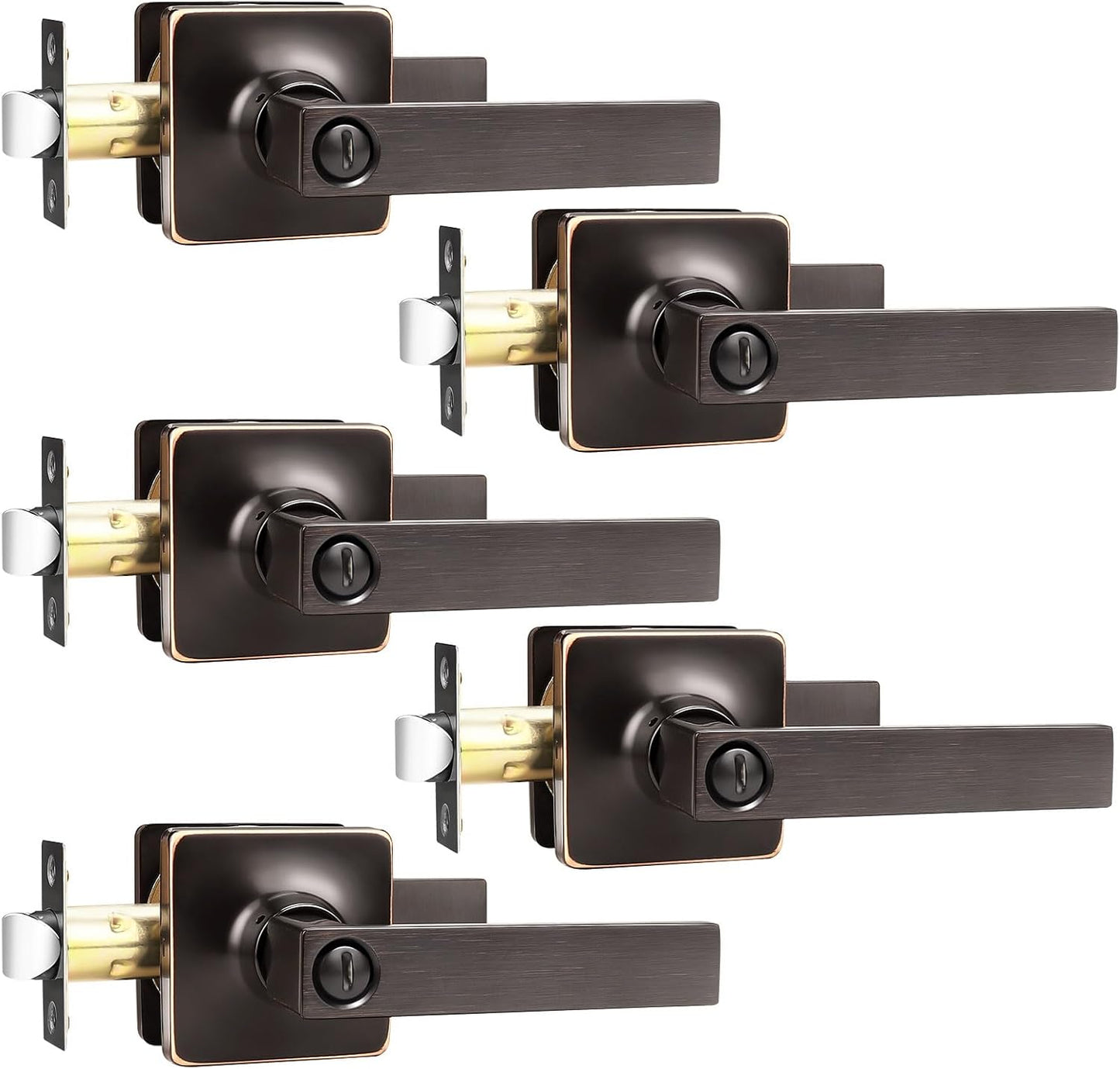 GOBEKOR Oil Rubbed Bronze Door Handle Set for Privacy Needs