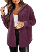 Corduroy Womens Shacket Button Down Long Sleeve - Plus Size Fit