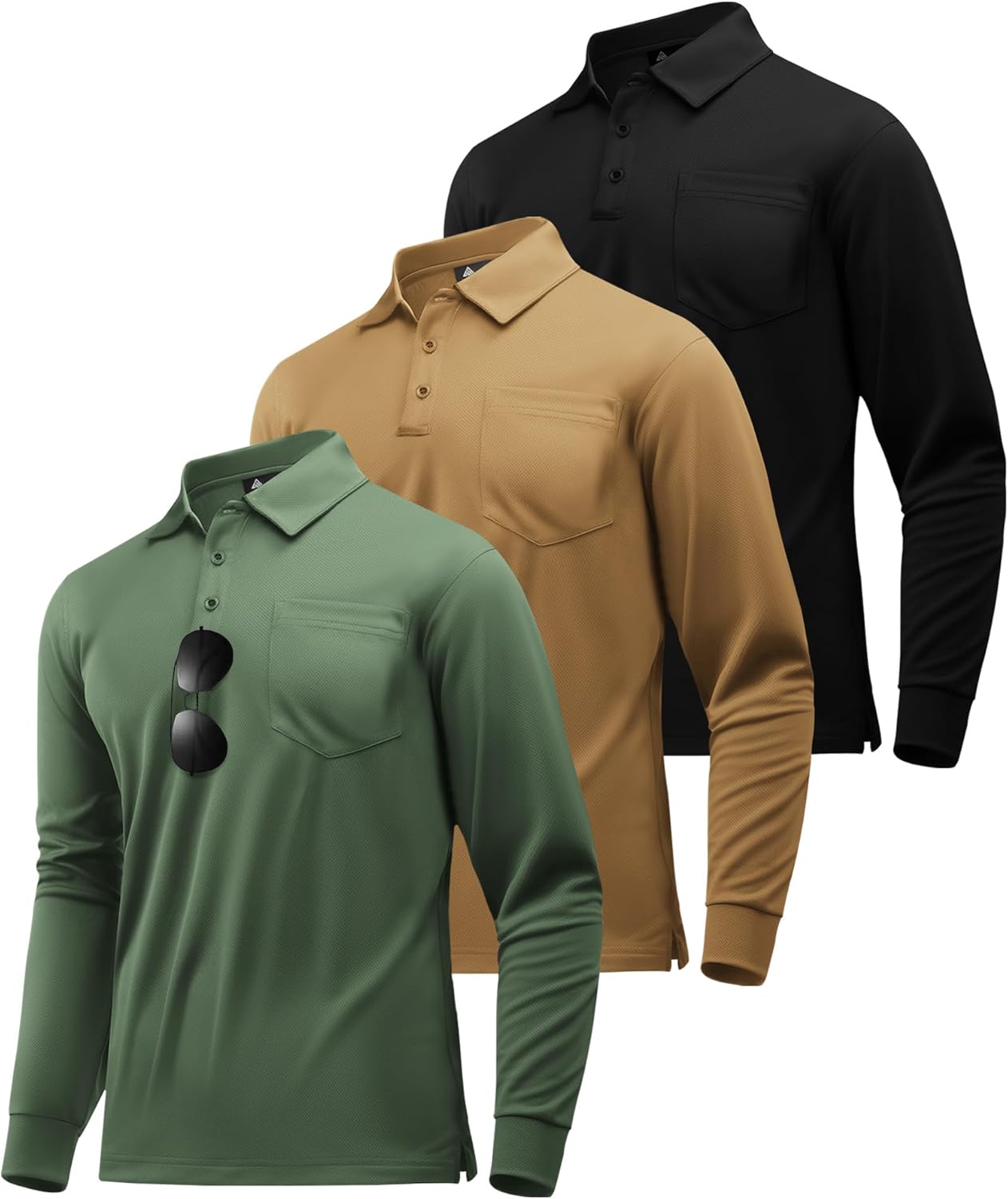 ZITY Long Sleeve Polo Shirts for Men with Pocket and Comfort