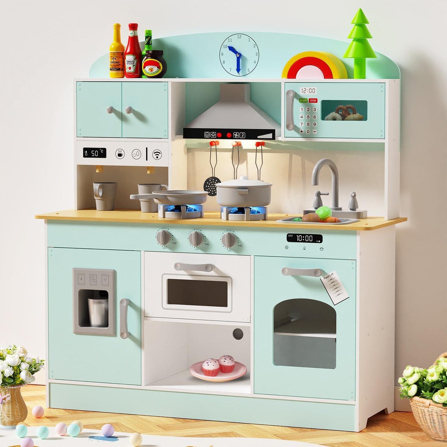 Babytronic Wooden Play Kitchen Set for Kids with Lights and Sounds