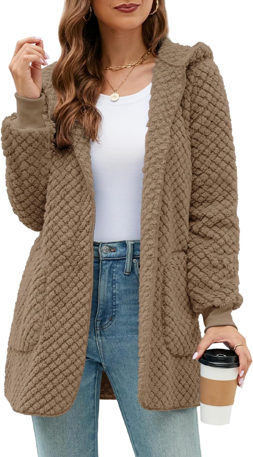 Yanekop Womens Fuzzy Fleece Jacket for Cozy Winter Wear
