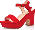 Women's Platform Heels Ankle Strap Wedges Sandals - Comfortable 4in be
