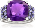 Amethyst and Tanzanite Sterling Silver Ring Size 5 - Statement Piece