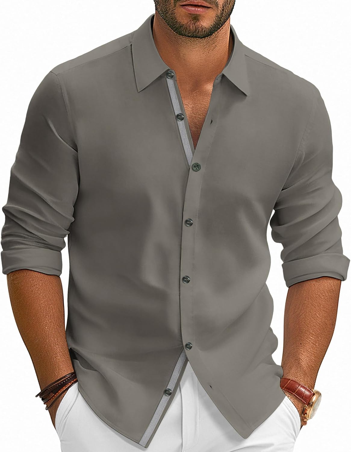 Wrinkle Free Stretch Button Down Shirt for Modern Men