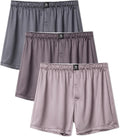 Stretch Satin Boxers for Men 3 Pack - Silk Feeling Sleep Shorts