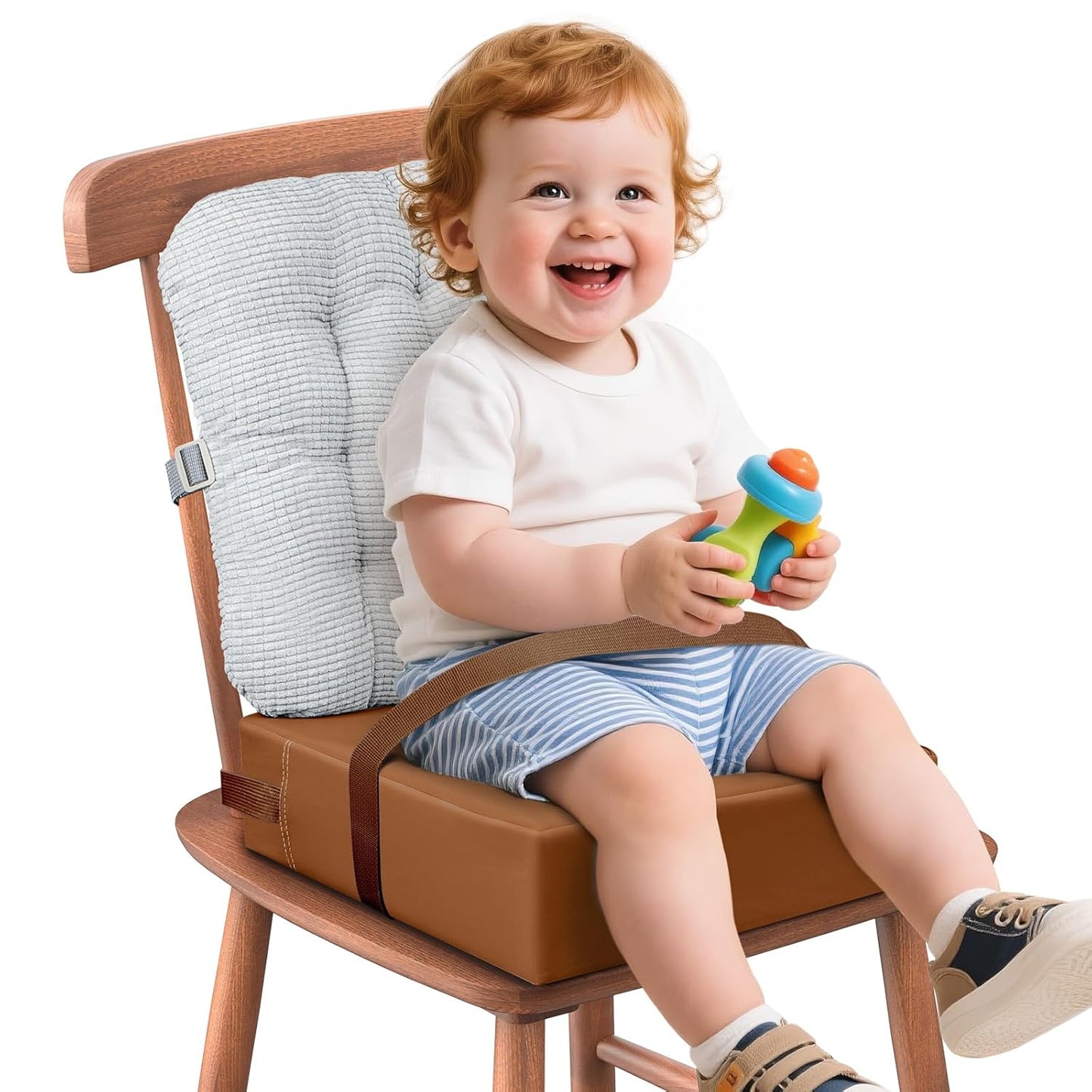 Toddler Booster Seat for Kitchen Chair with Comfy Backrest