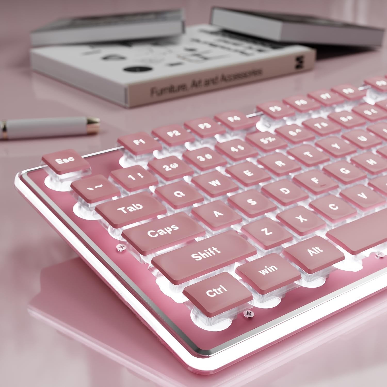 EWEADN GX710S Backlit Computer Keyboard with Pudding Keycaps