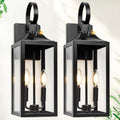 Black Dusk to Dawn Outdoor Wall Lantern 2-Light, 19 in Large - Auto