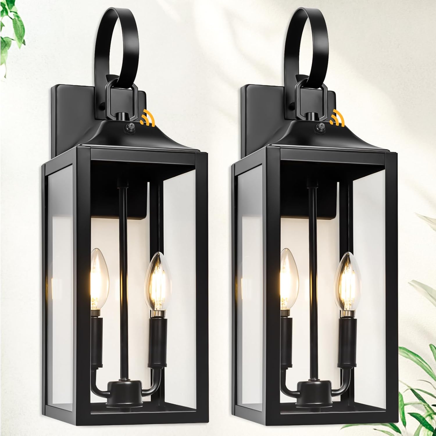 Black Dusk to Dawn Outdoor Wall Lantern for Modern Homes