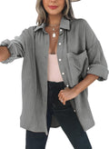 Dokotoo Womens Color Block Button Down Shirt - Oversized