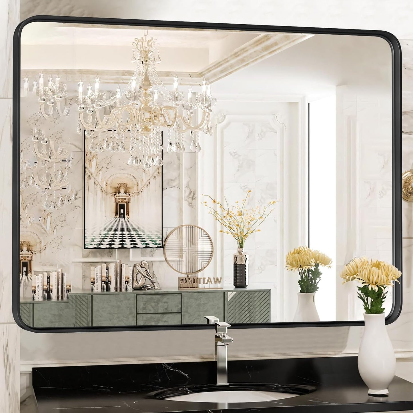 30x40 Inch Black Bathroom Mirrors for Wall - Stylish Decor