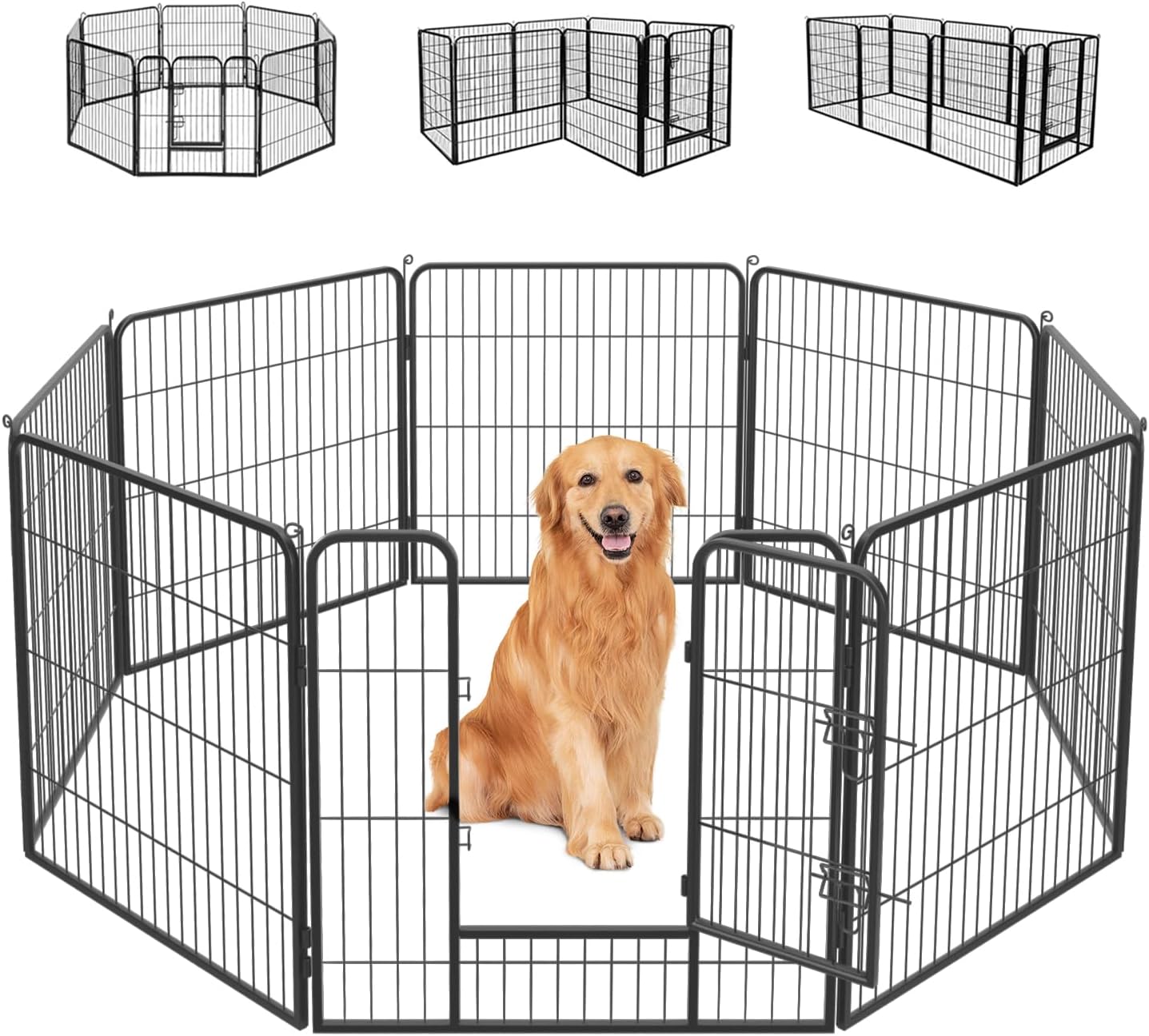 FDW Dog Playpen 8 Panels 32 Inch Heavy Duty Indoor Outdoor