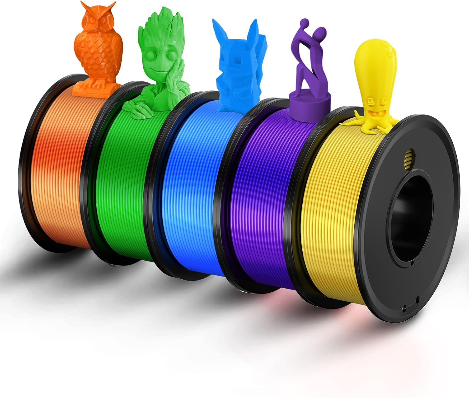3D Printer Filament PLA 1.75mm Bundle with 5 Vibrant Colors