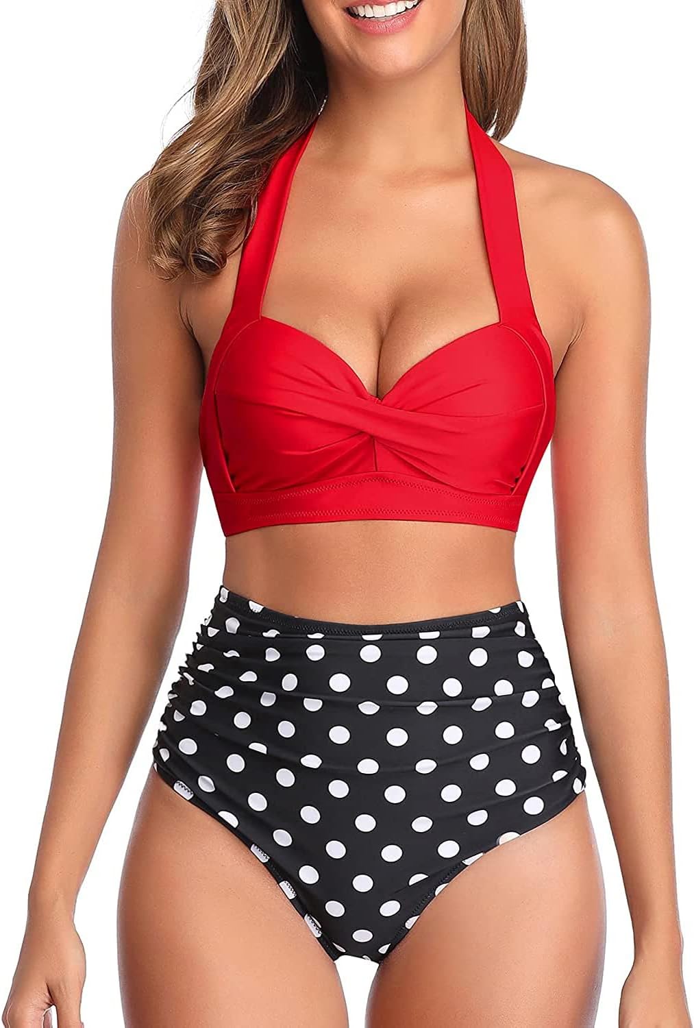 Tempt Me Vintage Swimsuit Retro Halter High Waist Bikini Set