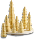Honeycomb Paper Trees Set of 8 Ivory Winter White - Vintage Mantel
