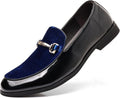 Men's Velvet Patent Leather Loafers with Gold Buckle - Classic Comfort