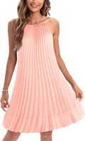 Spaghetti Strap Pleated Summer Swing Dress - Flattering Casual Fit