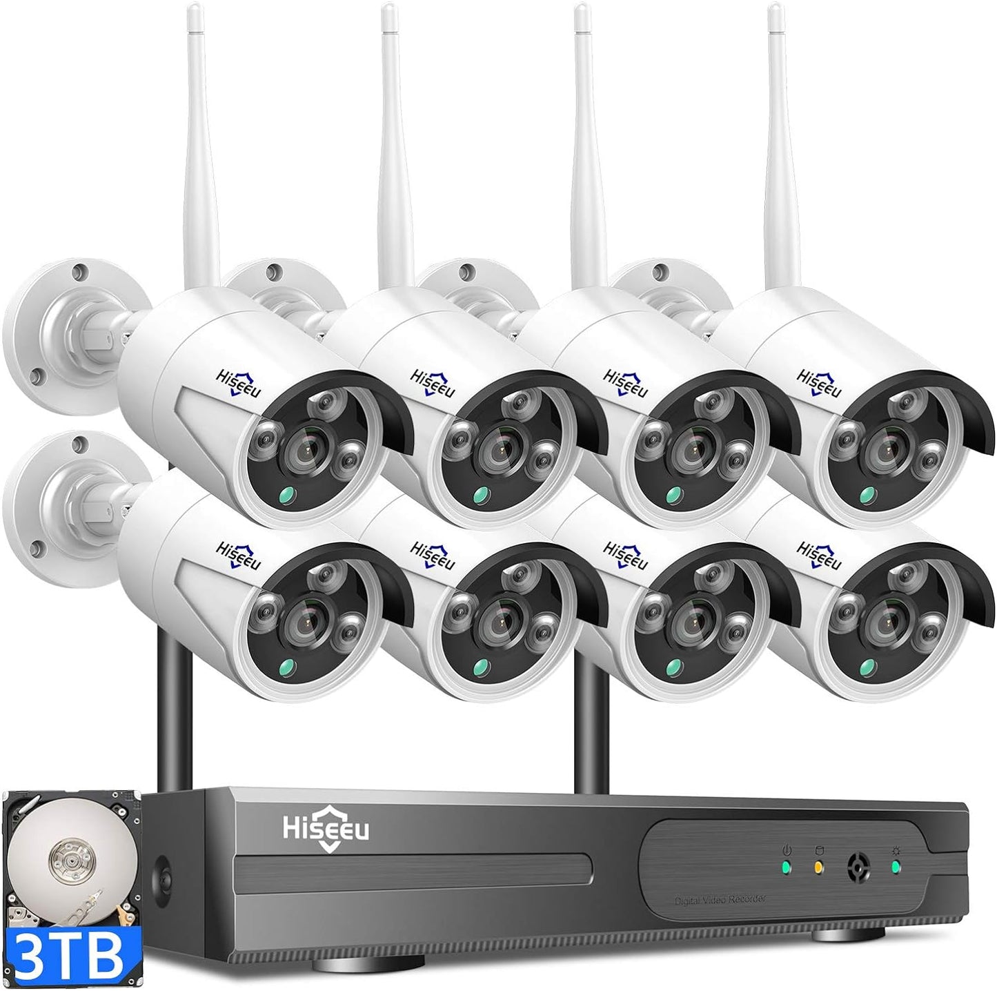 Hiseeu 2K Wireless Security Camera System with Night Vision